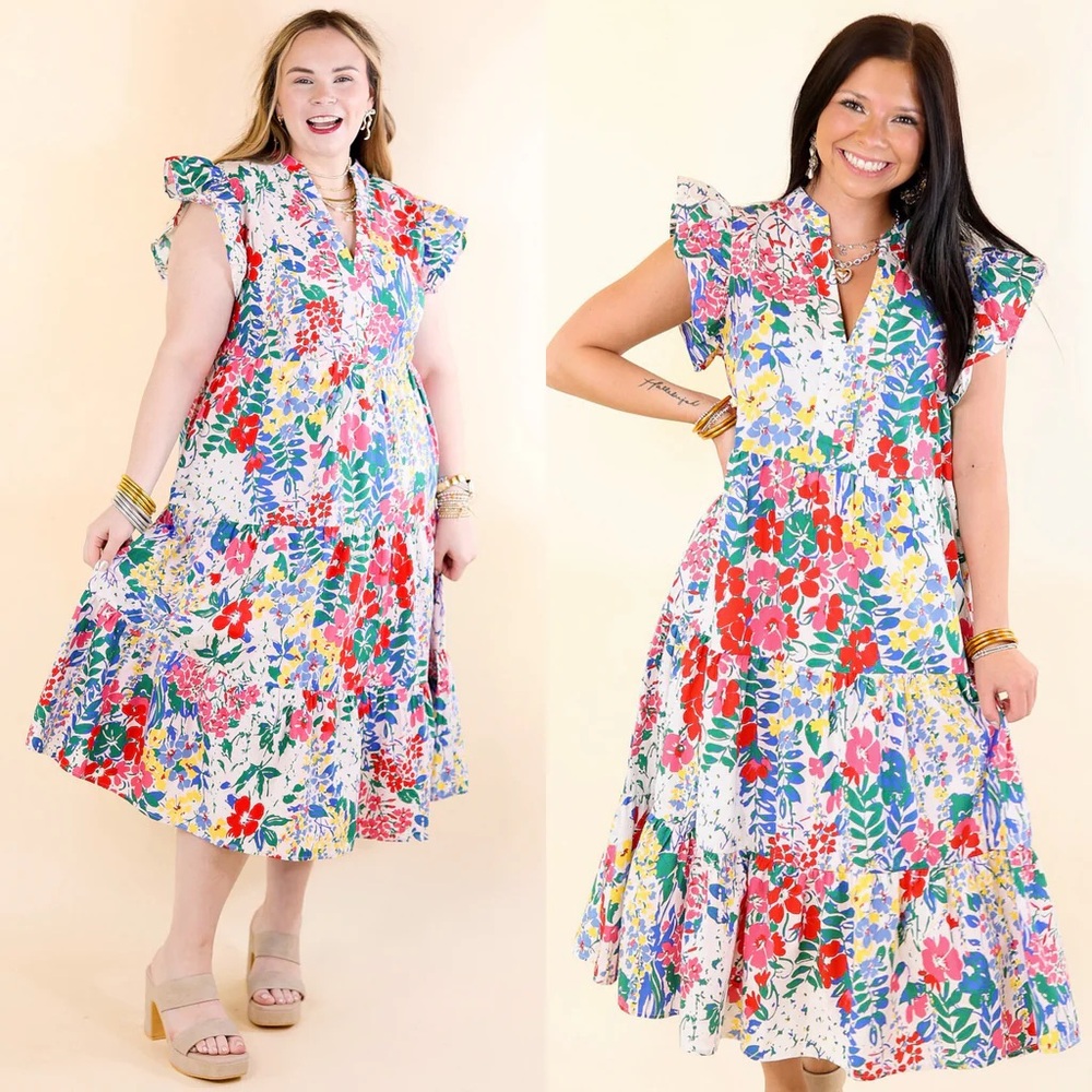 1X Entro Floral Midi Dress Colorful
